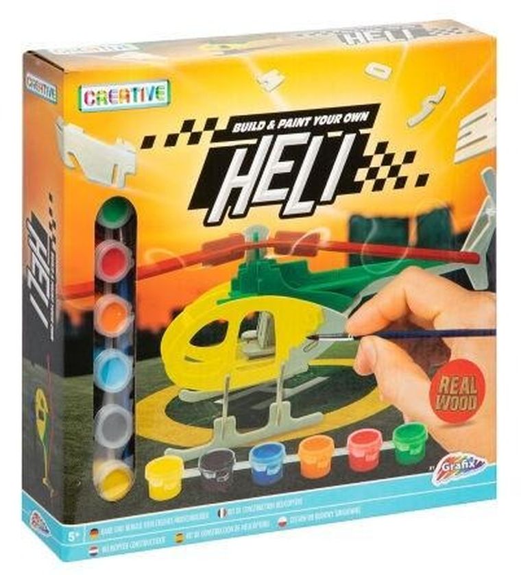 Icom, drewniany helikopter, 6 farb + pędzel