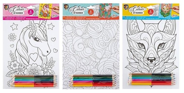 Icom, kolorowanie po numerach, A4, 6 arkuszy