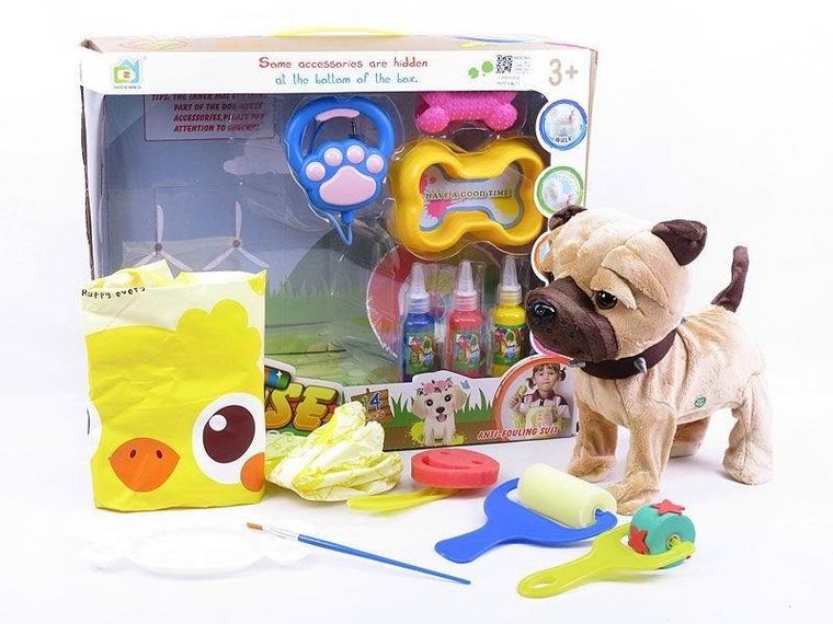 Icom, piesek chodzący z akcesoriami, brązowy