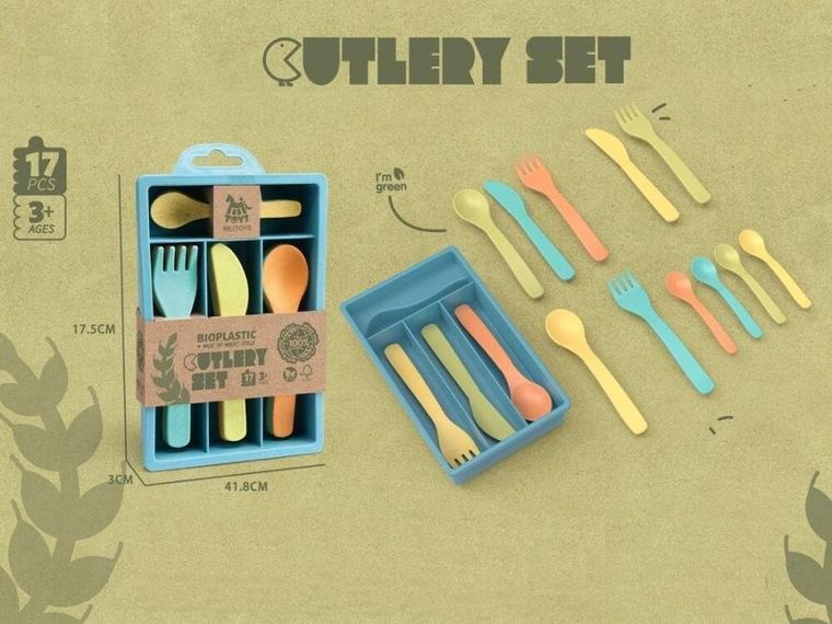 Icom, zestaw sztućców z bioplastiku, 17 elementów
