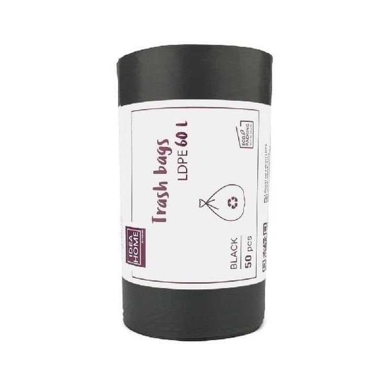 Idea, worki na śmieci, czarne, 60l, 50 szt.