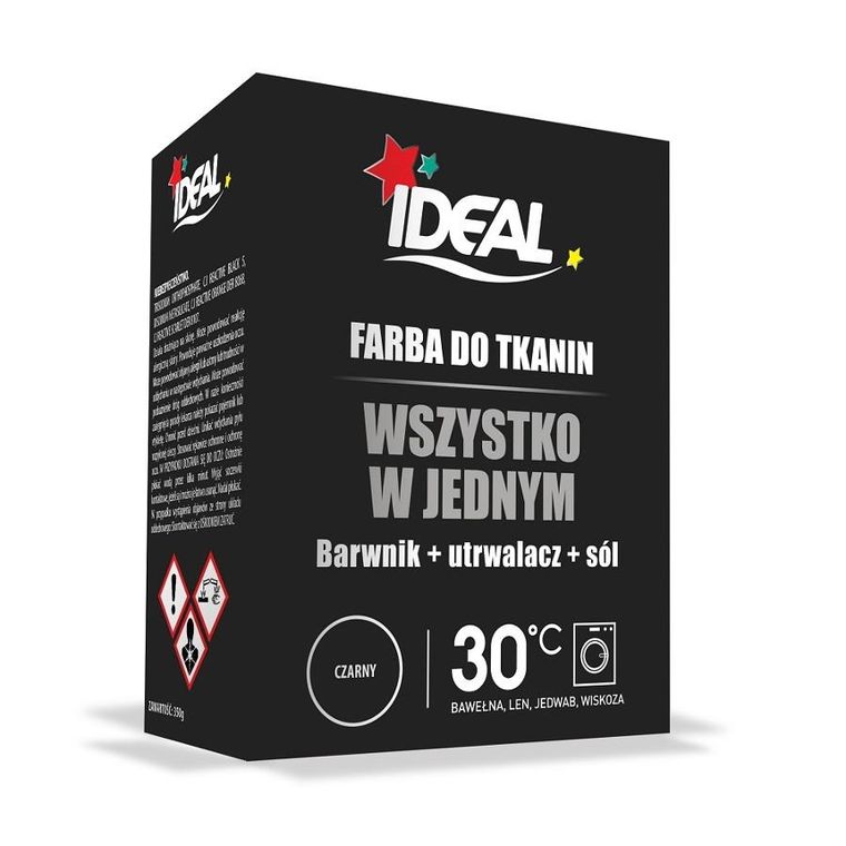 IDEAL, All in One, barwnik do tkanin, czarny, 350g