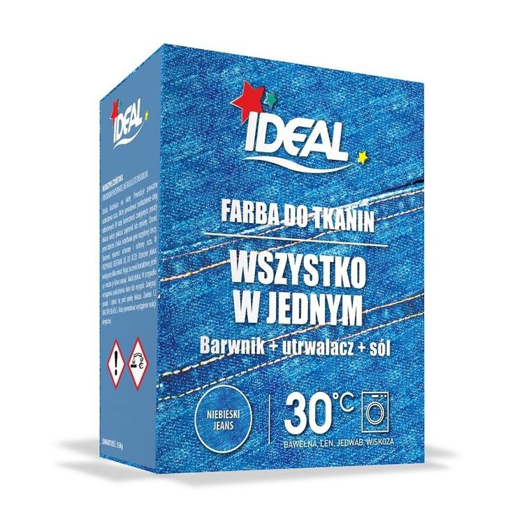 IDEAL, All in One, barwnik do tkanin, niebieski jeans, 350g