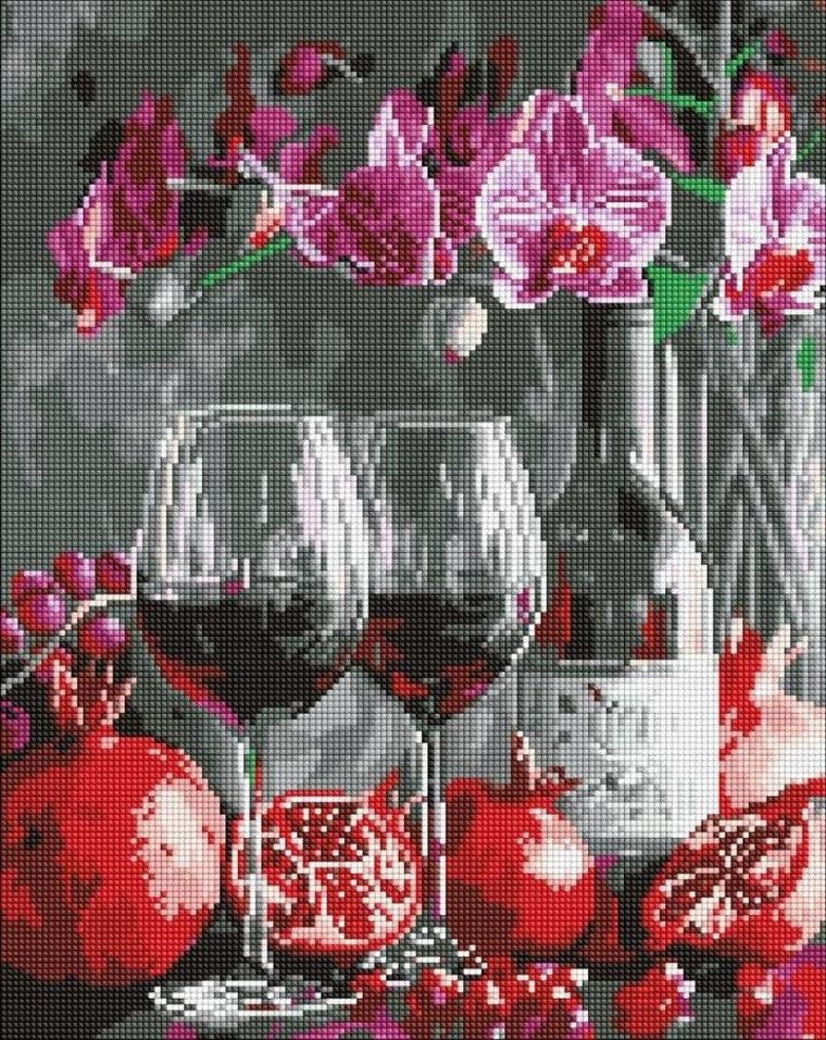 Ideyka, diamentowa mozaika, Kwitenie orchidei, 40-50 cm