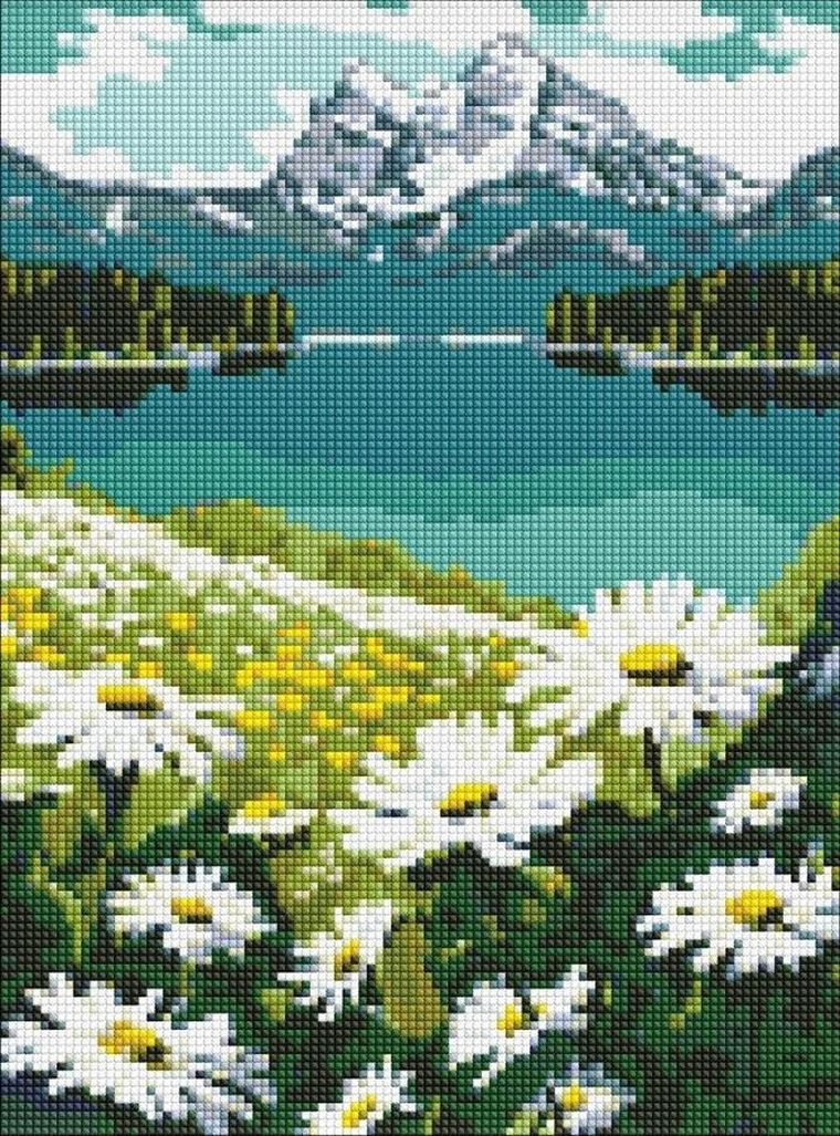 Ideyka, diamentowa mozaika, Kwitnące stokrotki, 30-40 cm