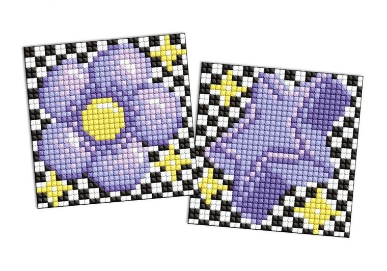 Ideyka, diamentowa mozaika na naklejce, Fioletowy kwiat i gwiazda