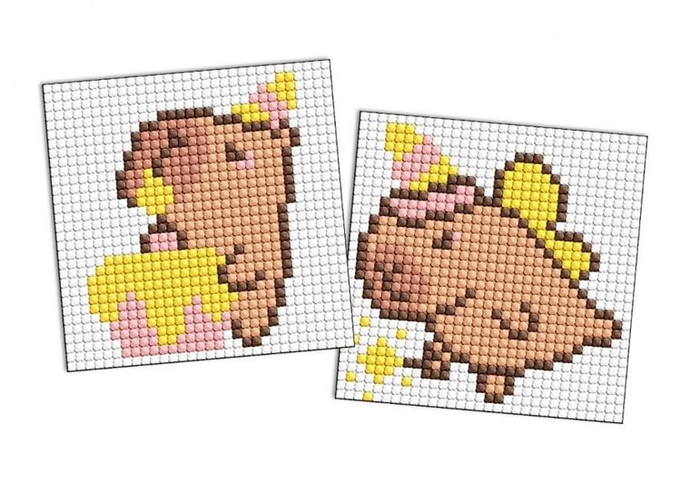 Ideyka, diamentowa mozaika na naklejce, Kapibara się bawi, 9-9 cm