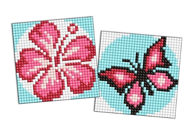 Ideyka, diamentowa mozaika na naklejce, Kolor różowy