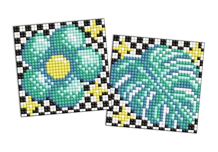 Ideyka, diamentowa mozaika na naklejce, Kwiat i liść, 9-9 cm