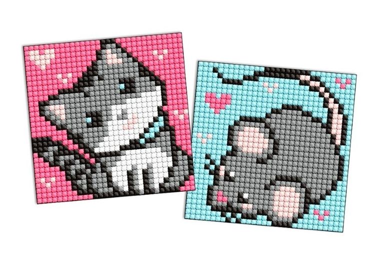 Ideyka, diamentowa mozaika na naklejce, Szarzy.., 9-9 cm