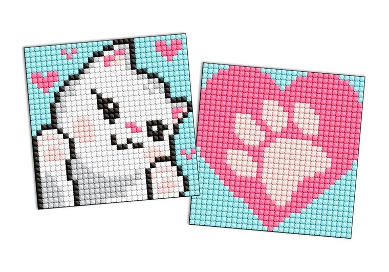 Ideyka, diamentowa mozaika naklejka, Białe łapy, 9-9 cm