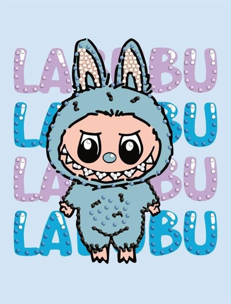 Ideyka, diamentowa mozaika, On Labubu, 15-20 cm