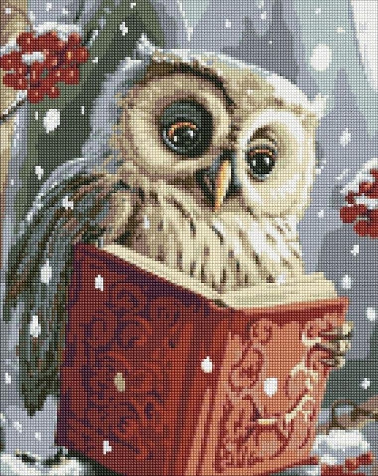 Ideyka, diamentowa mozaika, Sprytna sowa, 40-50 cm