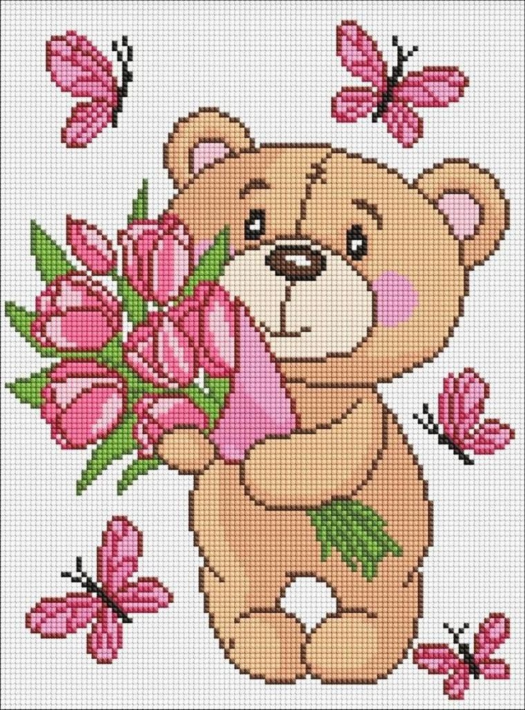 Ideyka, diamentowa mozaika, Uroczy pluszowy miś, 30-40 cm