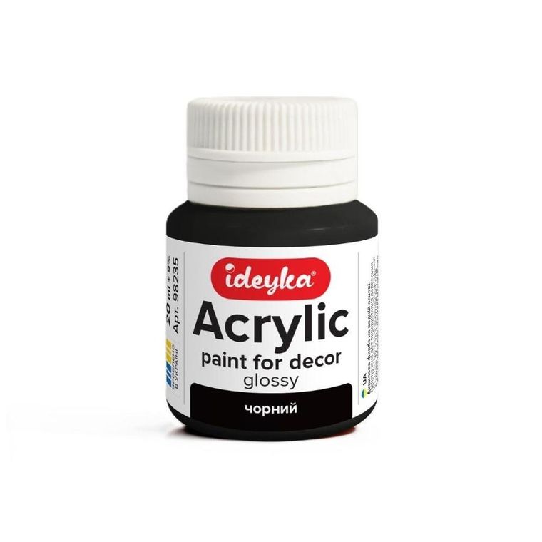 Ideyka, farba akrylowa, czarna, 20 ml