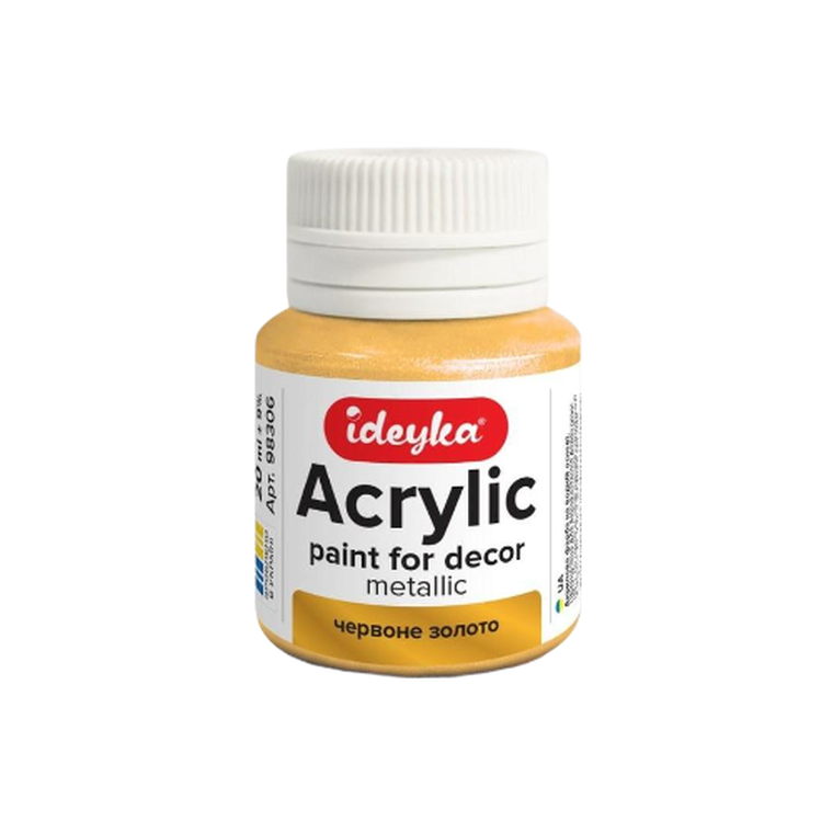 Ideyka, farba akrylowa, metaliczna, czerwone złoto, 20 ml
