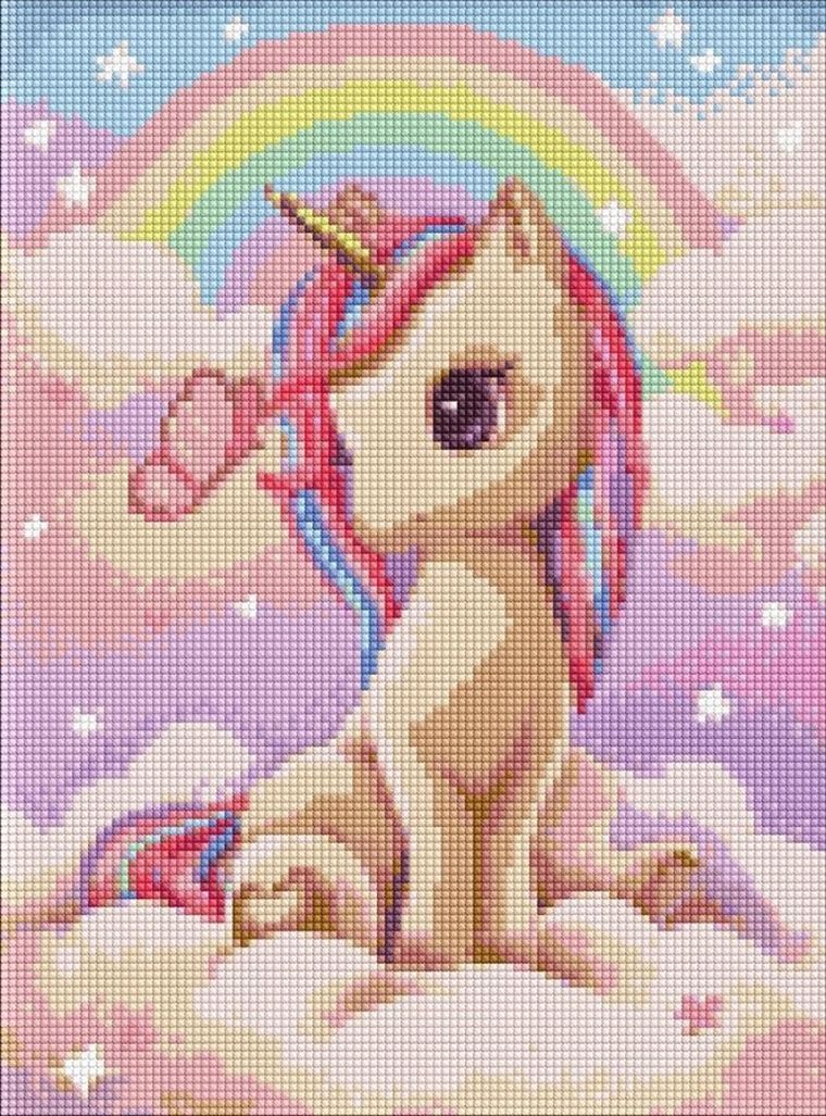 Ideyka, haft diamentowy, Ciekawy jednorożec, 30-40 cm