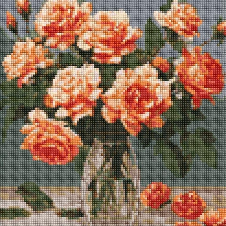 Ideyka, haft diamentowy, Elegancki bukiet, 30-30 cm