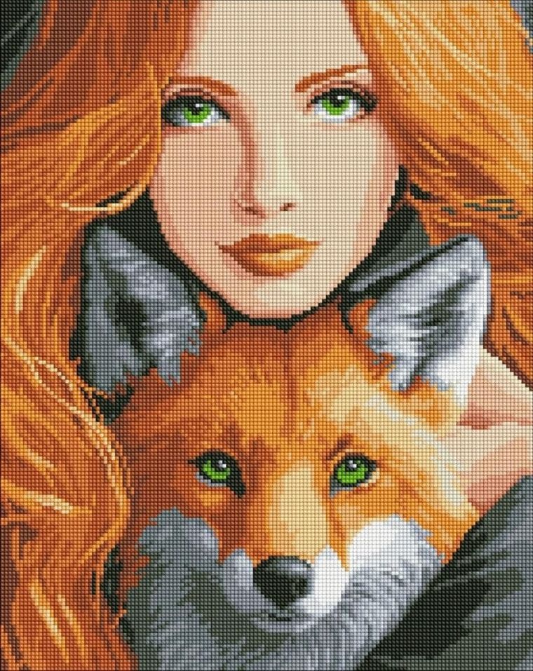 Ideyka, haft diamentowy, Ognisty lis, 40-50 cm