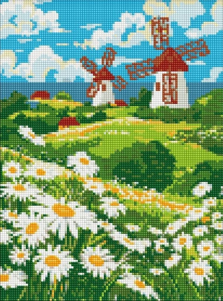 Ideyka, haft diamentowy, Pole stokrotek, 30-40 cm