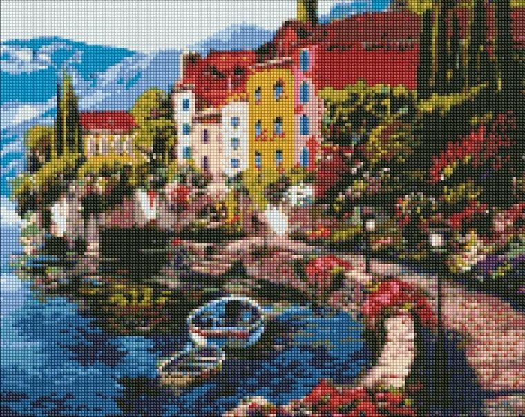 Ideyka, haft diamentowy, Poranek nad jeziorem, 40-50 cm