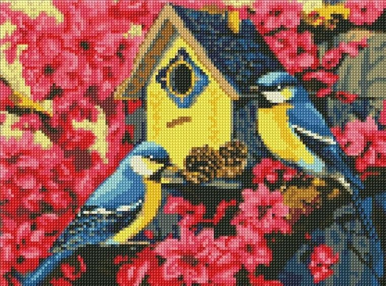 Ideyka, haft diamentowy, Przytulny domek dla ptaków