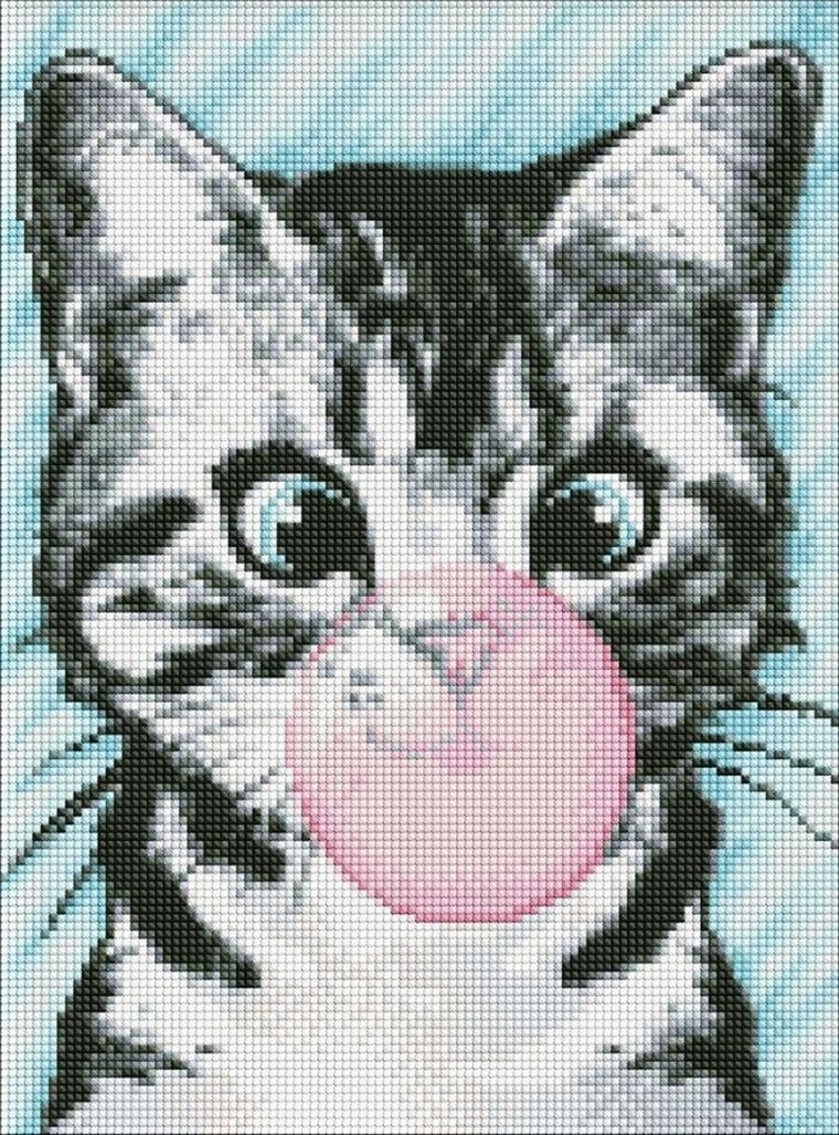 Ideyka, haft diamentowy, Różowa bańka, 30-40 cm