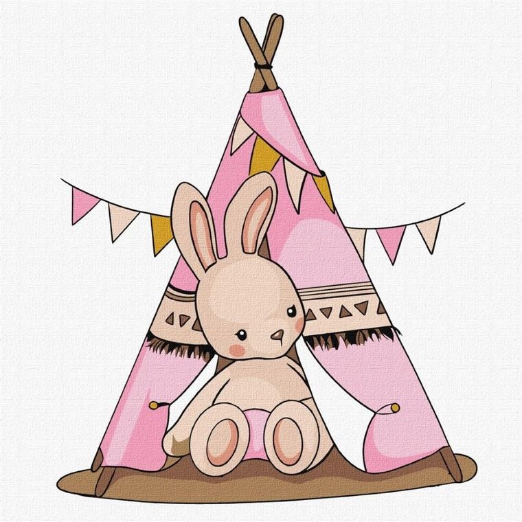 Ideyka, malowanie po numerach, Baby Rabbit in the wigwam