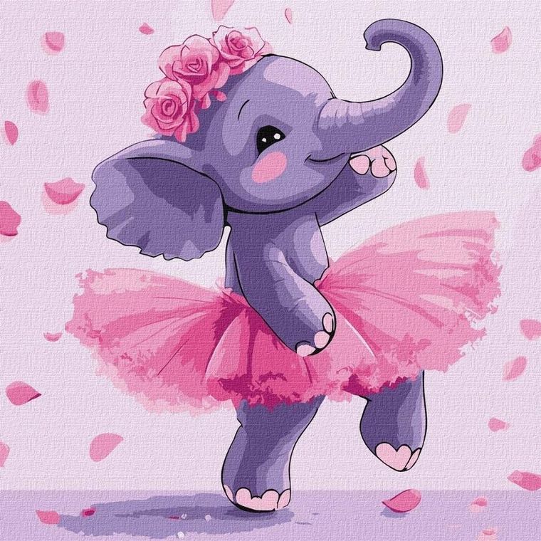 Ideyka, malowanie po numerach, Baletnica słoń, 30-30 cm