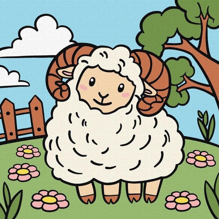 Ideyka, malowanie po numerach, Baranek Kids, 25-25 cm
