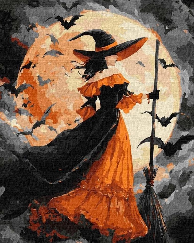 Ideyka, malowanie po numerach, Czarownica przy księżycu, 40-50 cm