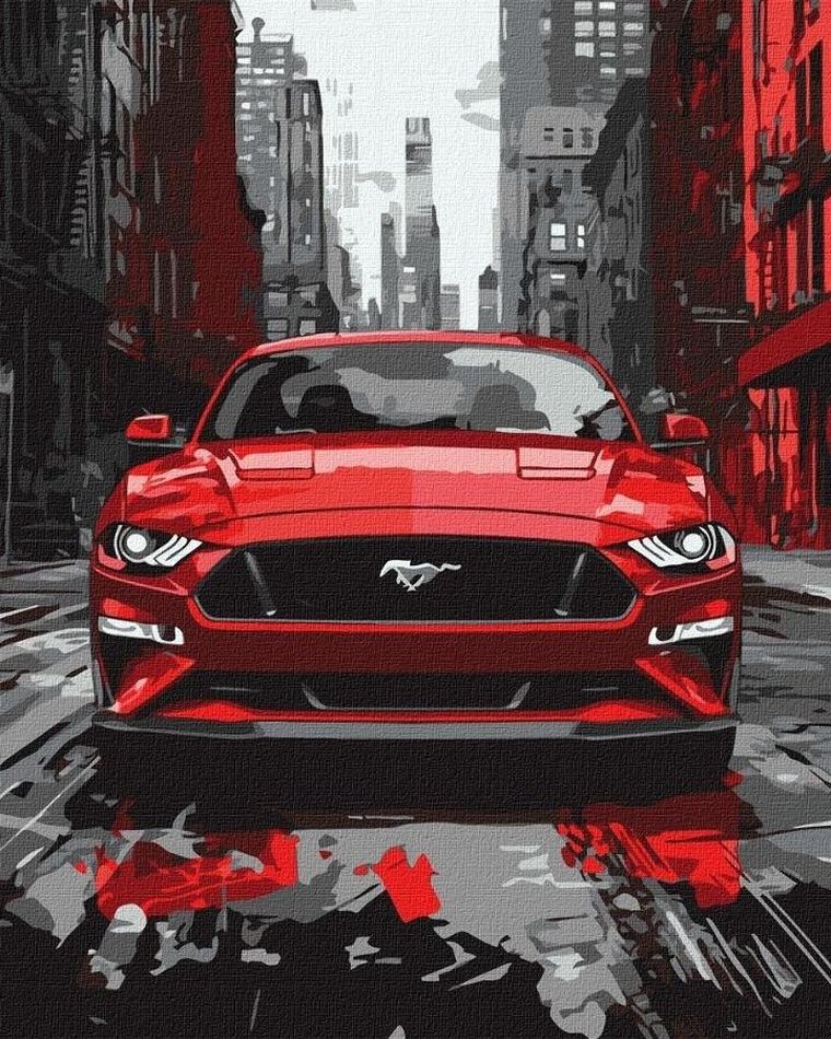 Ideyka, malowanie po numerach, Czerwony mustang, 40-50 cm
