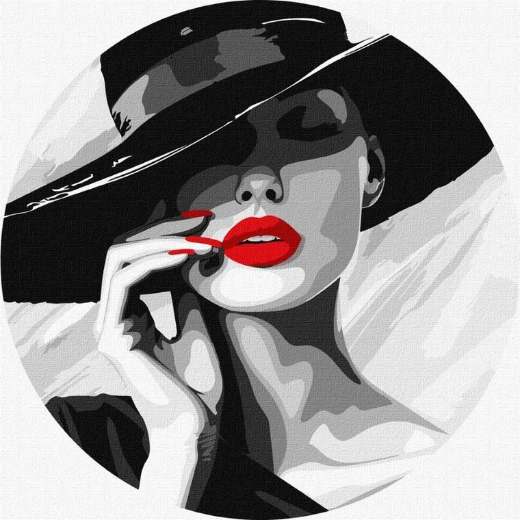 Ideyka, malowanie po numerach, Dama w kapeluszu, 26 cm