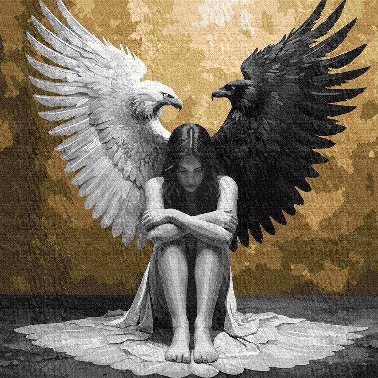 Ideyka, malowanie po numerach, Dwie strony duszy metal, 40-40 cm