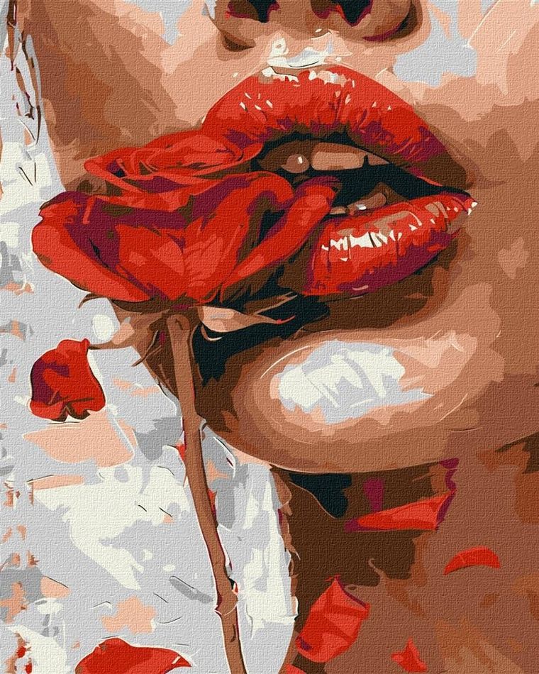 Ideyka, malowanie po numerach, Dziewczyna z różą, 40-50 cm