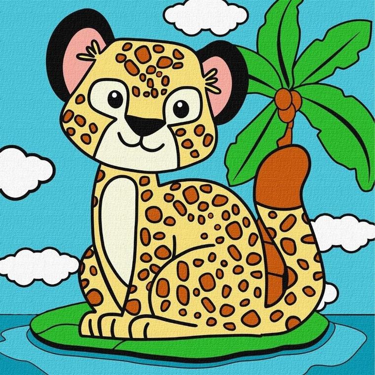 Ideyka, malowanie po numerach, Gepard, 25-25 cm
