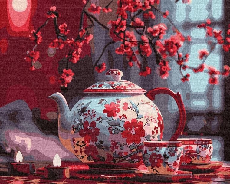 Ideyka, malowanie po numerach, Herbata przy świecach