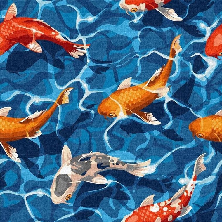 Ideyka, malowanie po numerach, Japoński karp, 40-40 cm