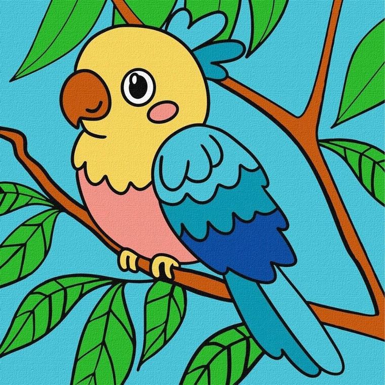 Ideyka, malowanie po numerach, Jaskrawa papuga Kids