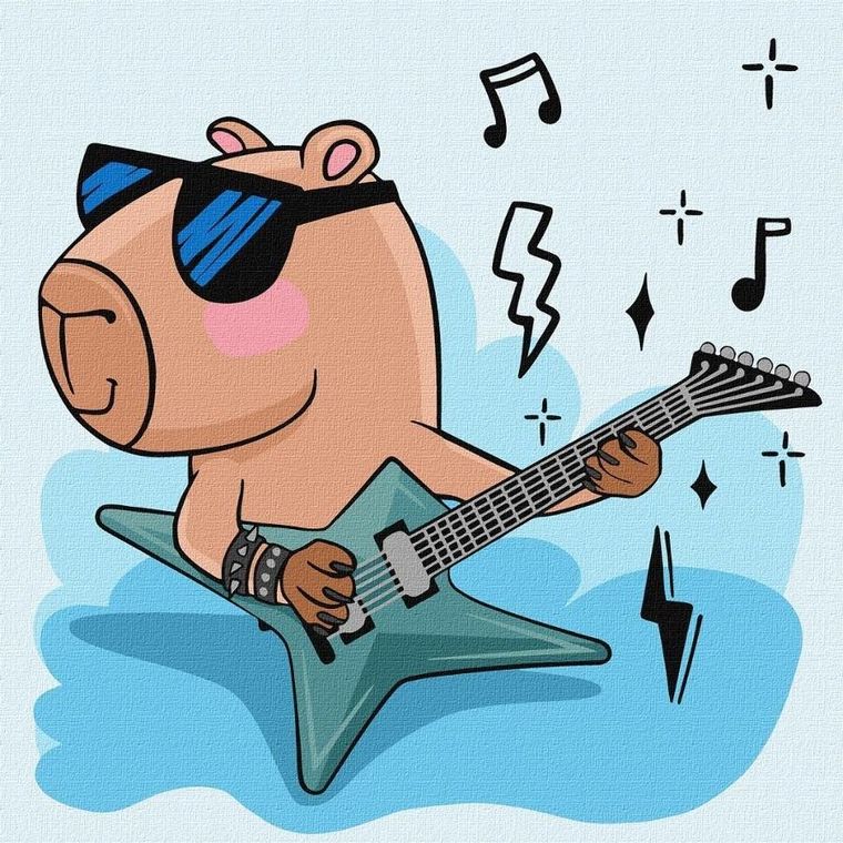 Ideyka, malowanie po numerach, Kapibara gwiazda rocka
