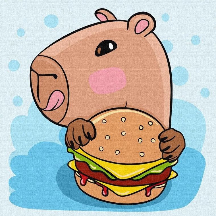 Ideyka, malowanie po numerach, Kapibara i burger Kids