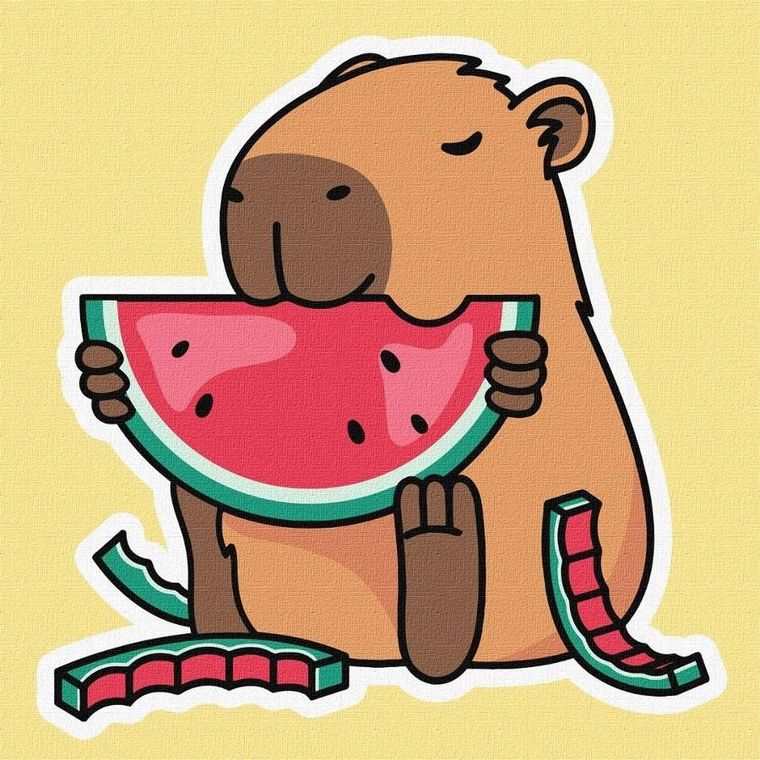 Ideyka, malowanie po numerach, Kapibara i Chersoński arbuz