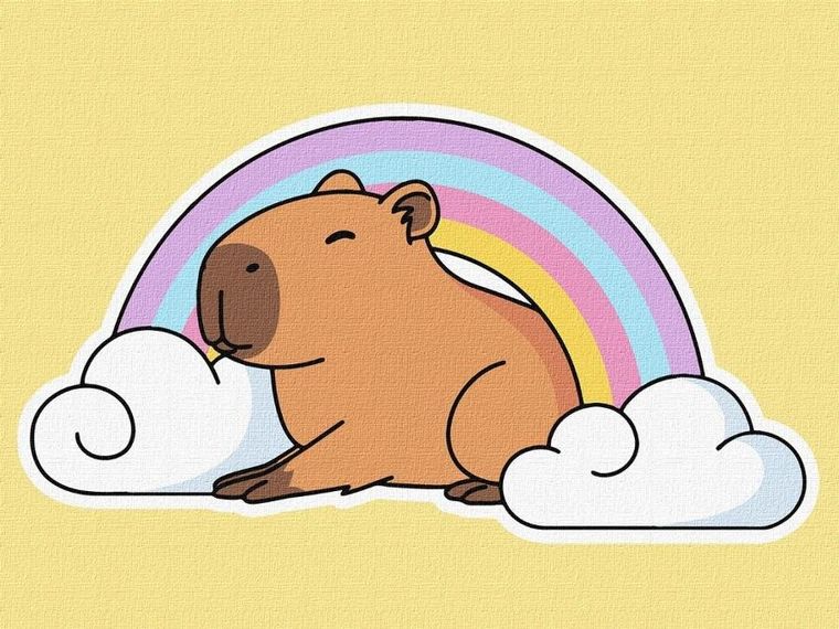 Ideyka, malowanie po numerach, Kapibara i tęcza