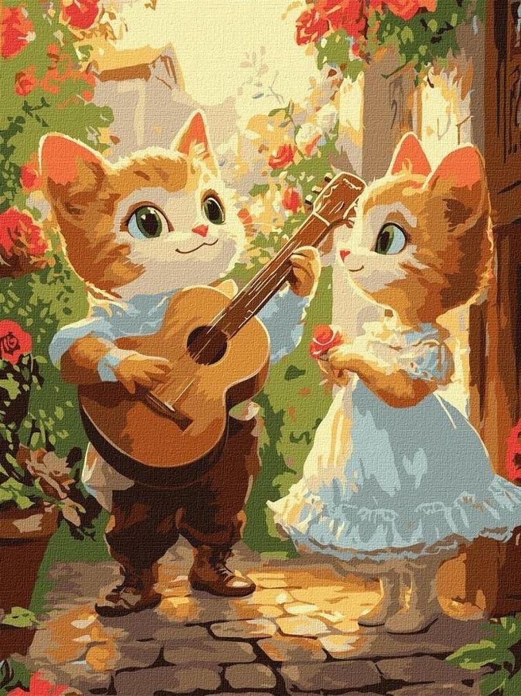 Ideyka, malowanie po numerach, Kocie romanse, 30-40 cm