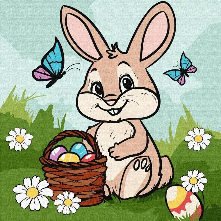 Ideyka, malowanie po numerach, Koszyk wielkanocny, 30-30 cm