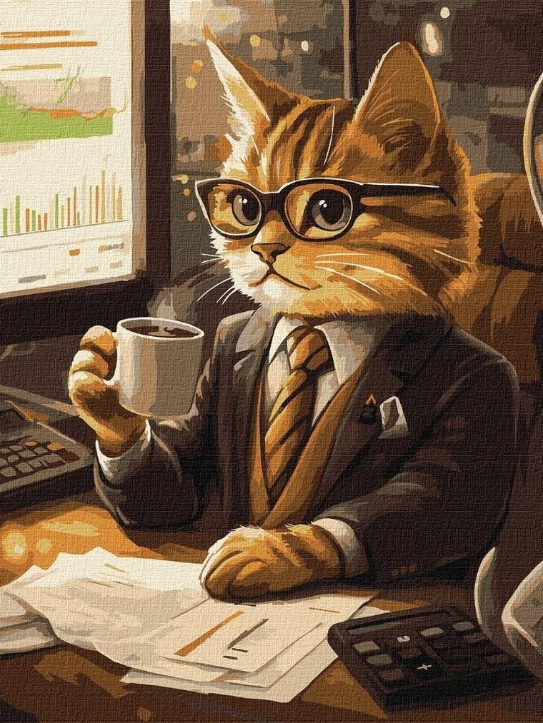 Ideyka, malowanie po numerach, Kot biznesmen, 30-40 cm