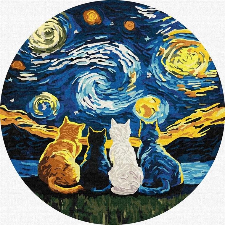 Ideyka, malowanie po numerach, Koty, 33 cm