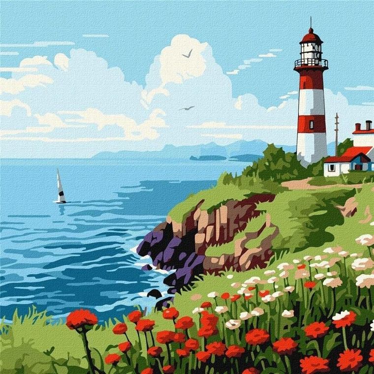 Ideyka, malowanie po numerach, Latarnia morska na...