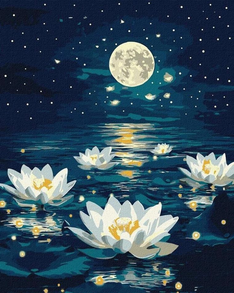 Ideyka, malowanie po numerach, Lotos pod poświatą, 40-50 cm