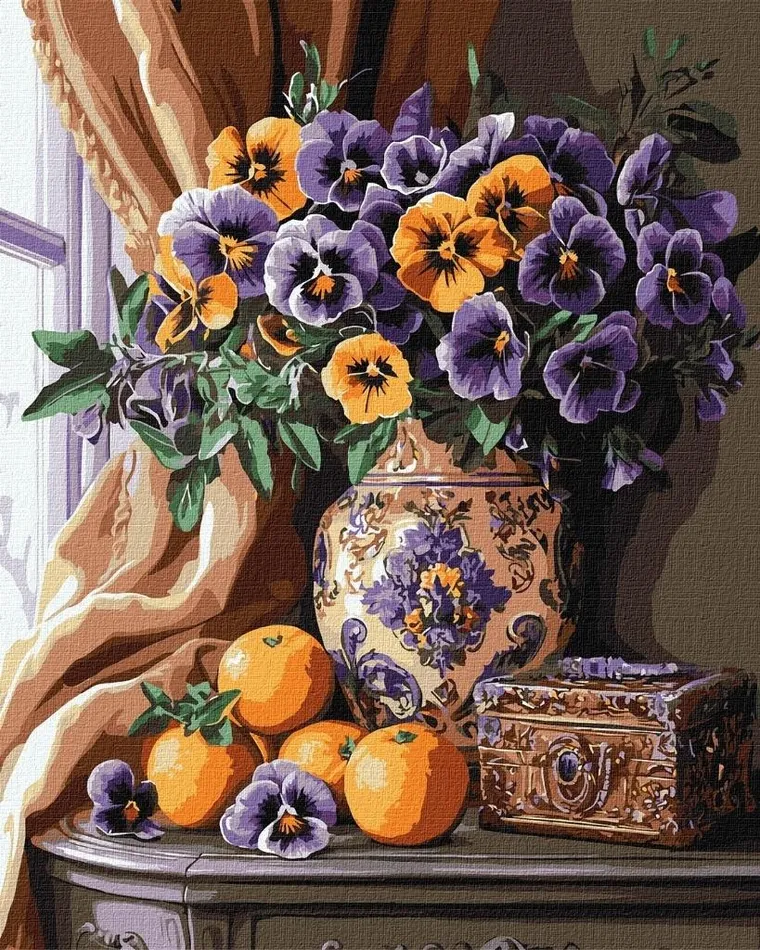 Ideyka, malowanie po numerach, Luksusowe bratki, 40-50 cm